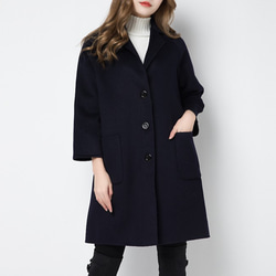 カシミヤ混素材 ダブルフェイス飾りベルト付きコート ☆オーダーメイド