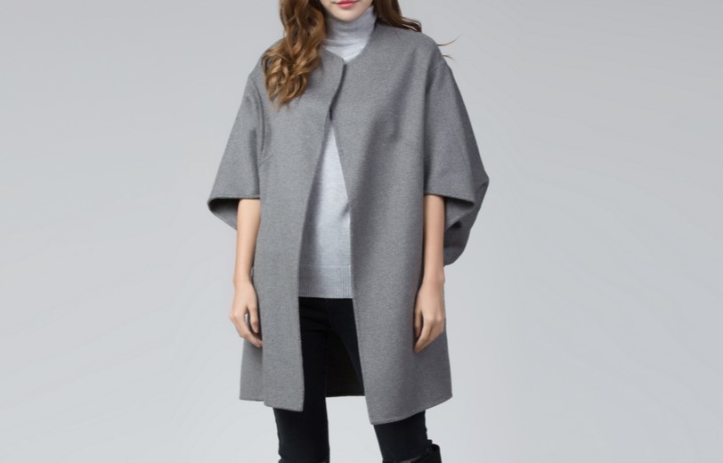 カシミヤ混素材 ダブルフェイスノーカラーコーディガン☆オーダーメイド可☆