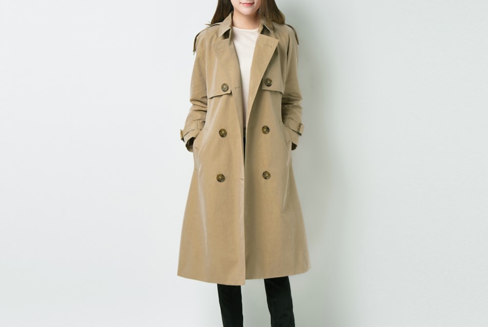 シルクコットン 凛とした大人女性のロングトレンチコート ☆オーダーメイド可☆