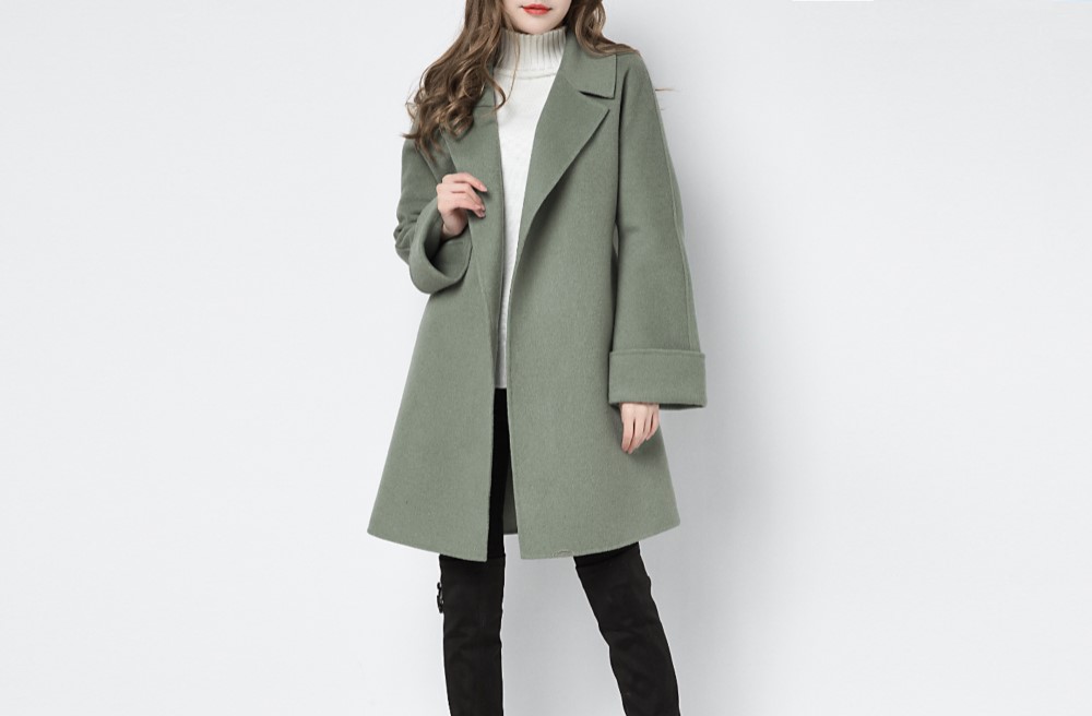 カシミヤ混素材 ダブルフェイスフレア袖ポンチョラップコート  ☆オーダーメイド可☆