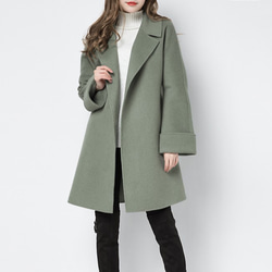 Theory ダブルフェイス カシミヤ混 ラップコート P カシミヤ混素材 ダブルフェイスフレア袖ポンチョラップコート