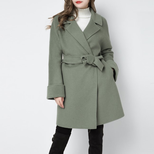 カシミヤ混素材 ダブルフェイスフレア袖ポンチョラップコート