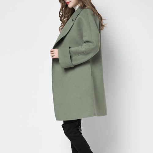 カシミヤ混素材 ダブルフェイスフレア袖ポンチョラップコート