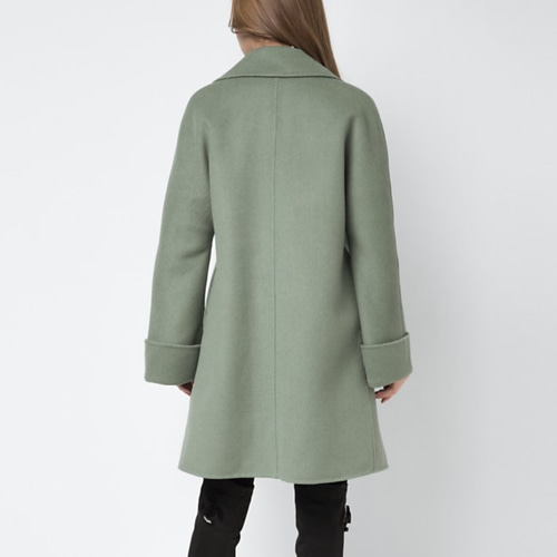 カシミヤ混素材 ダブルフェイスフレア袖ポンチョラップコート