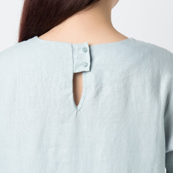 リネン 袖口ギャザ― Aライン半袖ワンピース 7枚目の画像