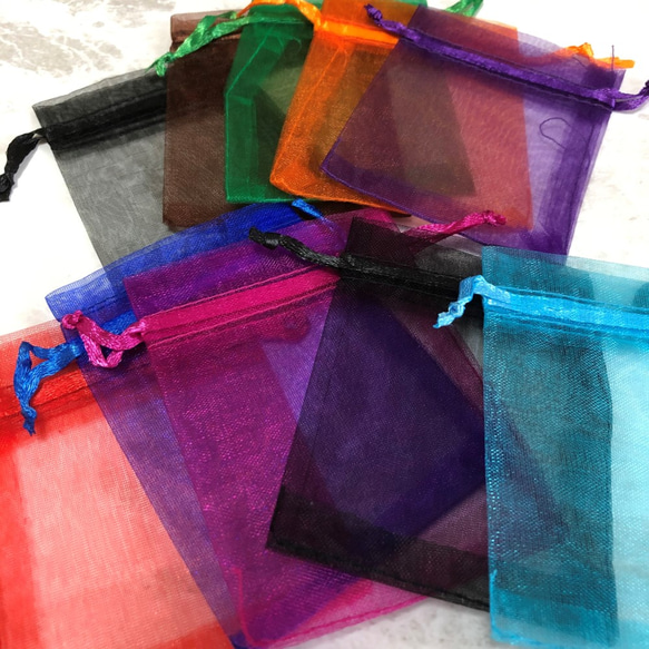 長方形　オーガンジー　ギフトバッグ　混合色　１０枚入り　　０６８ 2枚目の画像