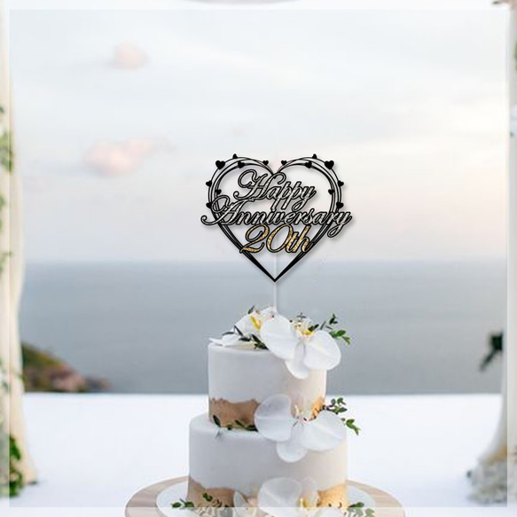 ★名前入り★結婚記念日ケーキトッパー Happy Anniversary ♥ custom cake topper 3枚目の画像