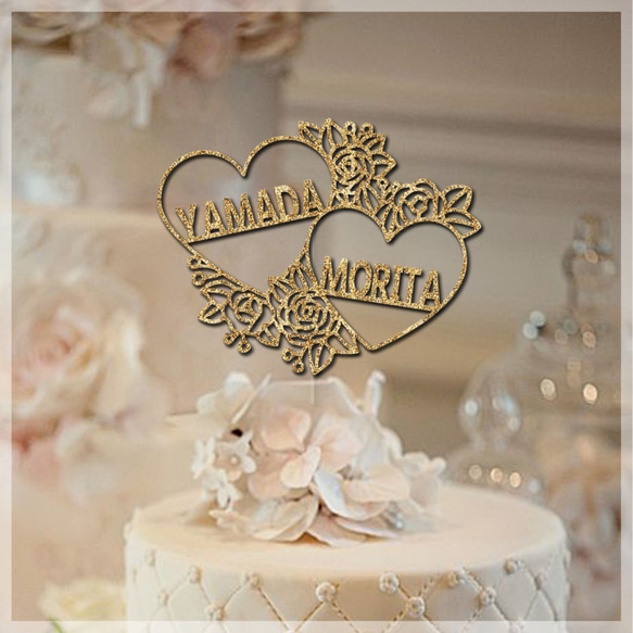 ★名前入り★ウェディングケーキトッパーオーダーメイド Wedding cake topper 3枚目の画像
