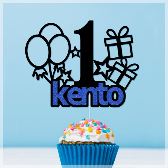 【名前入り】1歳誕生日ケーキトッパー custom made cake topper 4枚目の画像