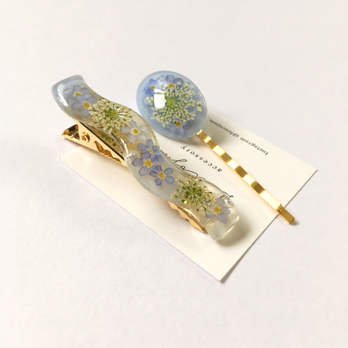 勿忘草のヘアクリップ 勿忘草のヘアクリップ/ヘアピンset ヘアピン Leucojum