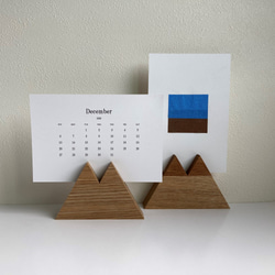 【受注生産】◭山のかたち◭2トーン　無垢材　木製カードスタンド/写真立て 4枚目の画像