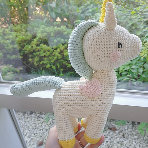 編みぐるみ ユニコーン 出産祝い 手編み おもちゃ 男の子 女の子 子供