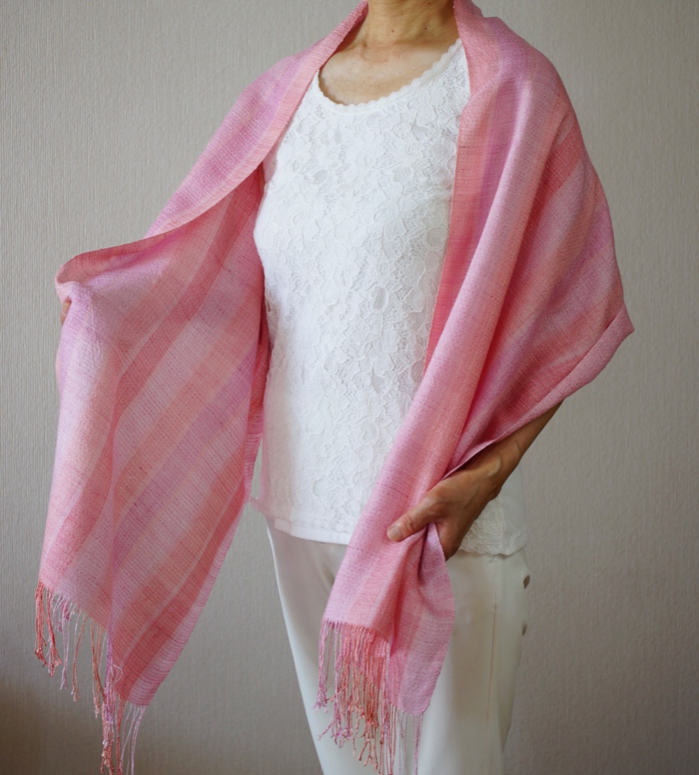 草木染め・手織り　大人可愛いストール　STM01