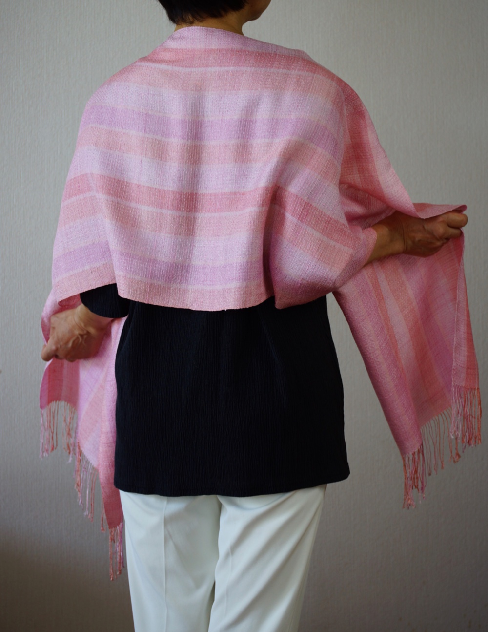 草木染め・手織り　大人可愛いストール　STM01