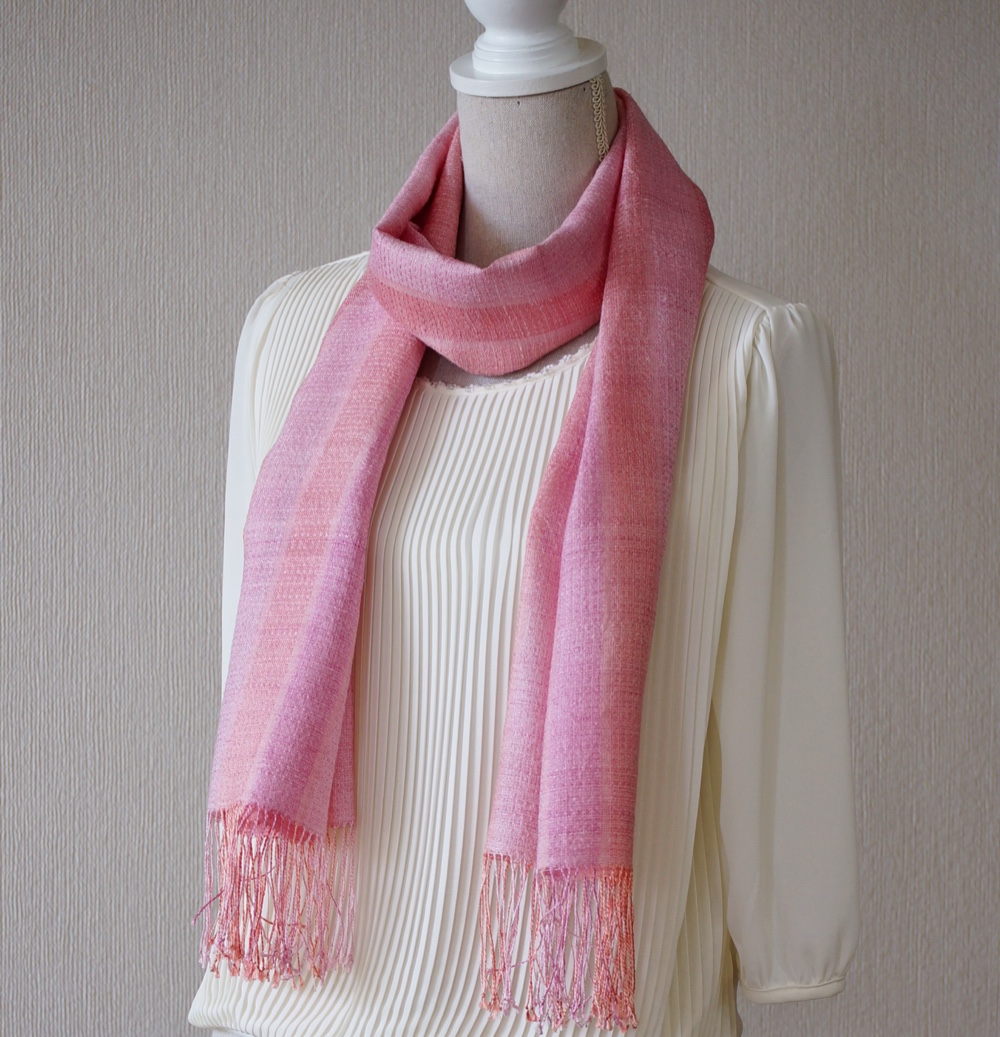 草木染め・手織り　大人可愛いストール　STM01