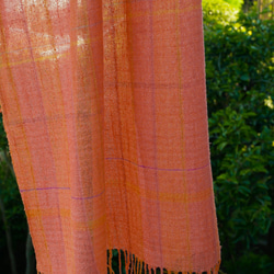 草木染め・手織り　シルクストール　茜　ST11 8枚目の画像