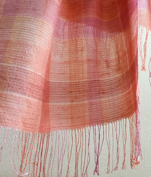 草木染め・手織り　大人可愛いストール2　STM02 6枚目の画像
