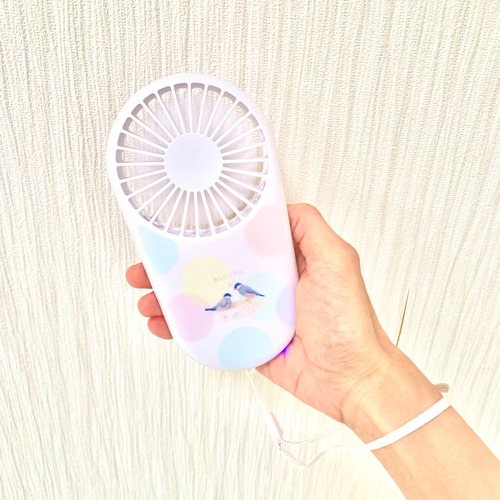桜文鳥さんの手持ちミニ扇風機(ドット) その他インテリア雑貨