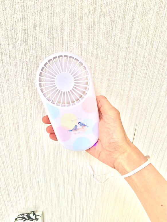 桜文鳥さんの手持ちミニ扇風機(ドット) 1枚目の画像
