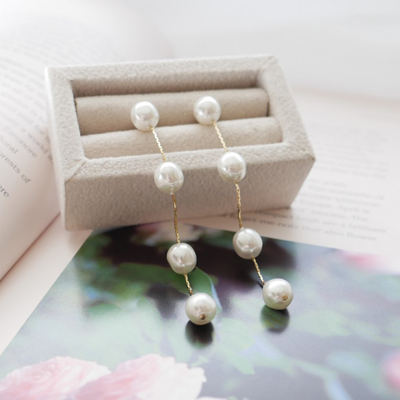 バロックパール ステーション ロング ピアス エレン ゴールド ピアス