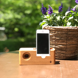 木製iPhone，Galaxy揚聲器貓頭鷹迷你櫻桃 第1張的照片