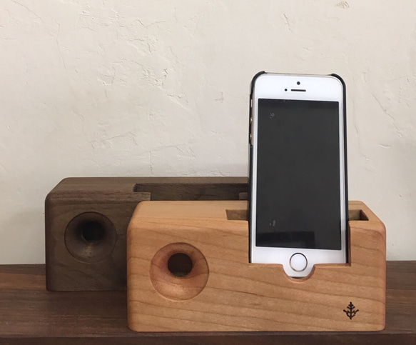 木製iPhone，Galaxy揚聲器貓頭鷹迷你櫻桃 第4張的照片