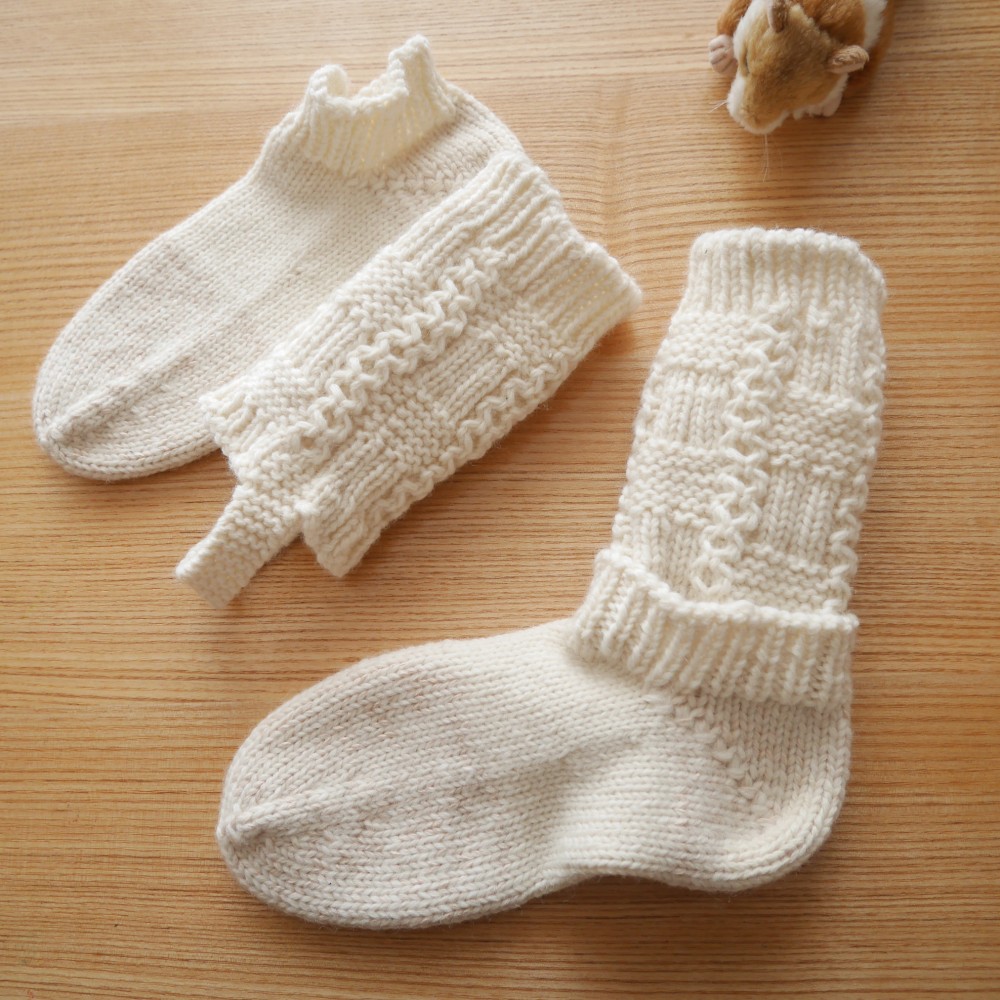 ﾛﾃﾞﾝｼｱ メリノ3WAY分解ソックス【アイボリー】22～24cm 冬の靴下 ルームソックス 冷え性に