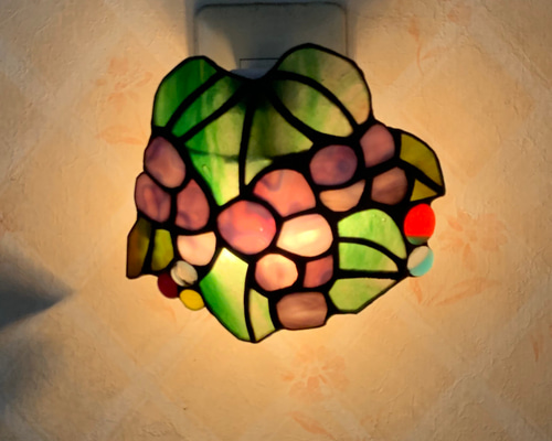 ステンドグラス コンセントライト 秋の新色 葡萄 スタンドライト