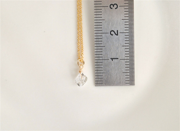 ハーキマーダイヤモンドの一粒ネックレス【14kgf】nk009 5枚目の画像