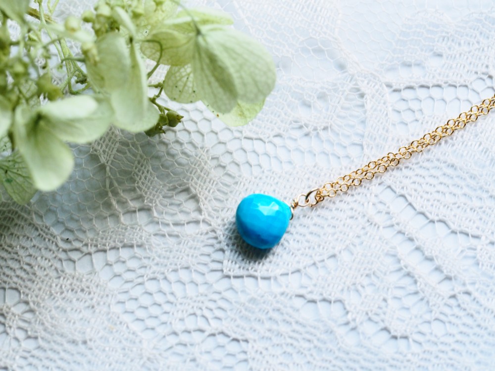 14kgf　ターコイズ　一粒ネックレス