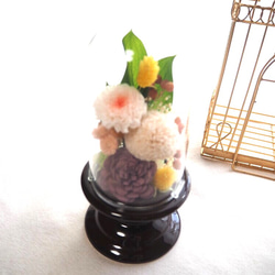 ガラスドームのプリザーブドフラワーの仏花（ミニサイズ）お供え　お盆　法事　贈り物 2枚目の画像