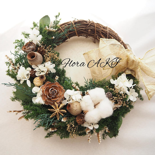 3.かクリスマスハーフリース Christmas wreath クリスマスのハーフリース ドライフラワー