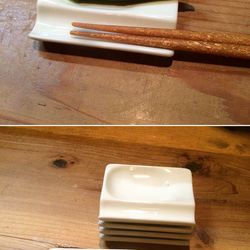 【 送料無料 】バニラカラー スプーン 箸 レスト しょう油皿 （5枚セット） INA-1 2枚目の画像