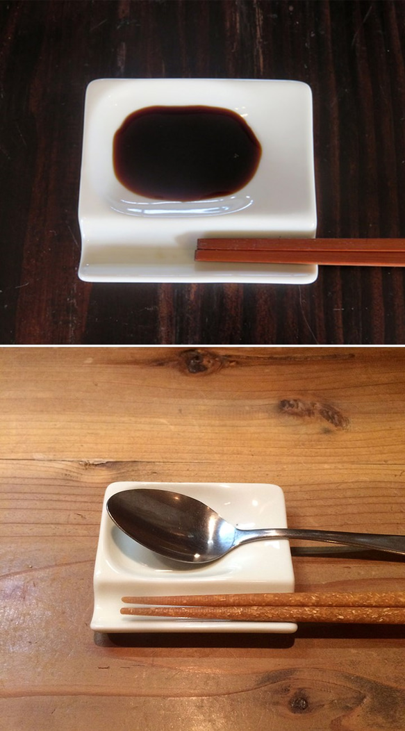 【 送料無料 】バニラカラー スプーン 箸 レスト しょう油皿 （5枚セット） INA-1 3枚目の画像