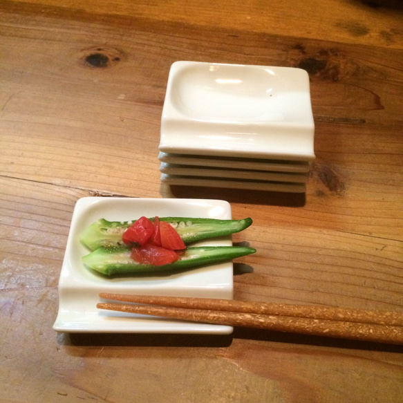 【 送料無料 】バニラカラー スプーン 箸 レスト しょう油皿 （5枚セット） INA-1 7枚目の画像