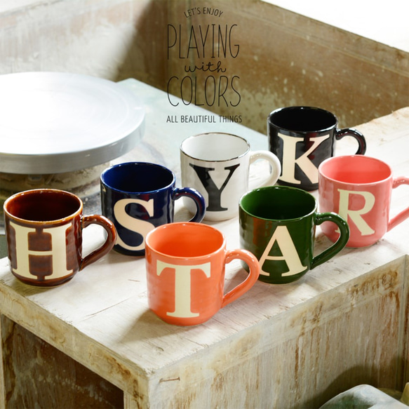 everyone logo mug マグカップ ABCD FLEURS 限定色 ロゴワークス