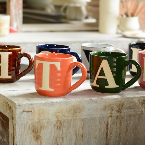 送料無料 】 イニシャル マグカップ アルファベット Color Mug