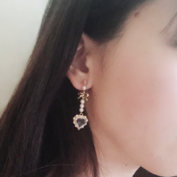 Ribbon & Crystal Heart Pierce / Earring 5枚目の画像