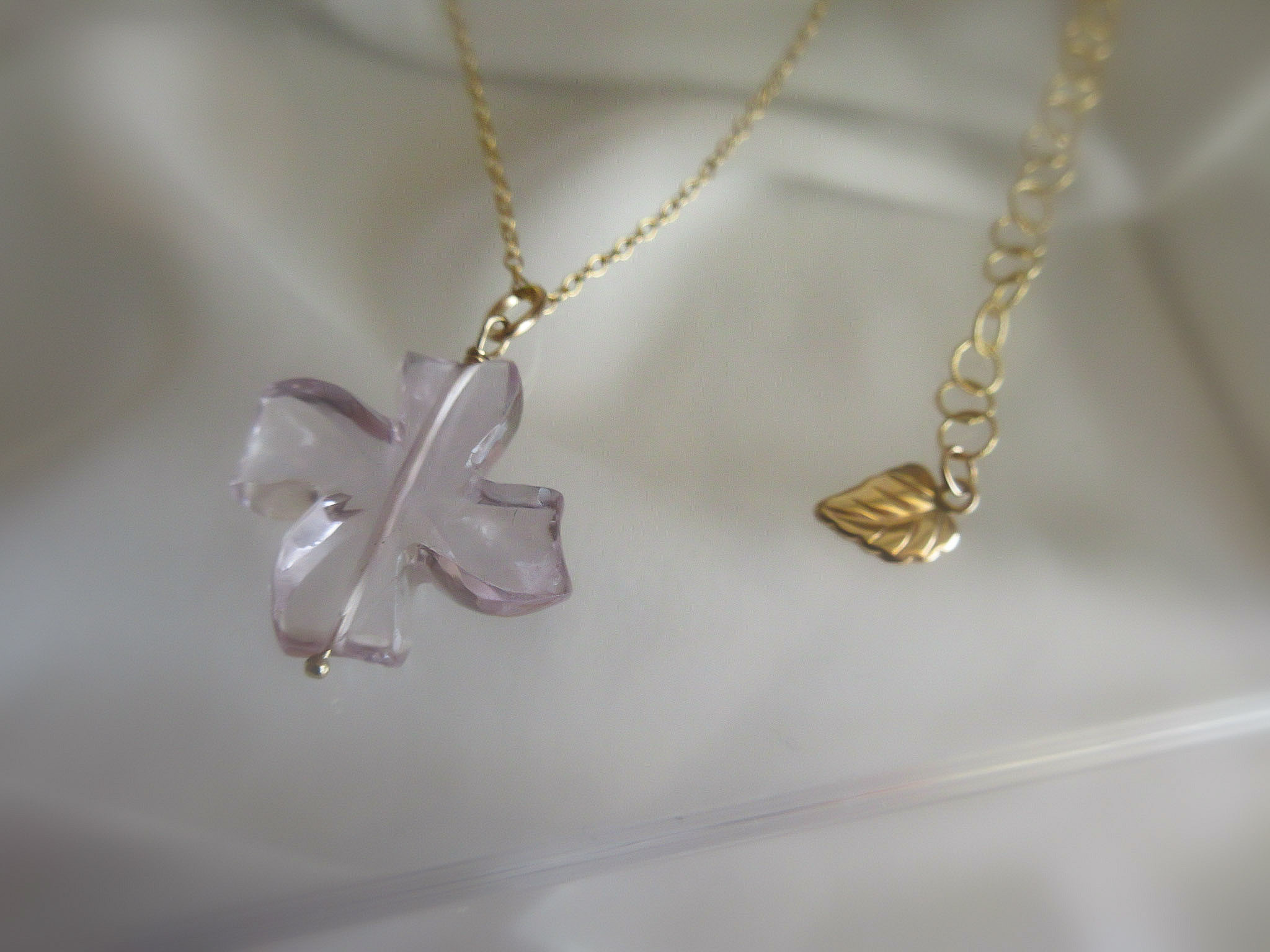 大粒 ピンクアメジスト ネックレス 14kgf