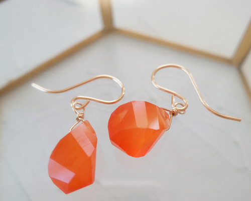 再販♪ 14kgf カーネリアン ピアス／イヤリング 実り ピアス（フック