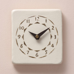 陶製掛時計　角型(木製針） 1枚目の画像
