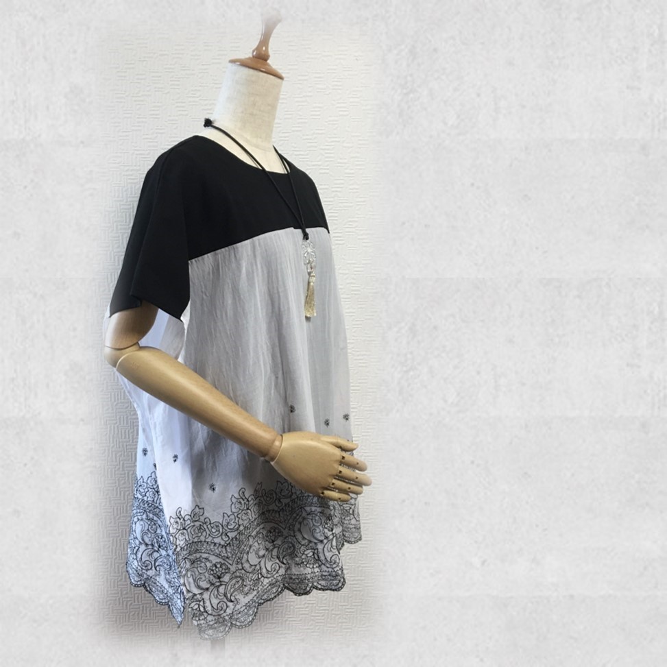 繊細な刺繍レースがエスニックモダンなドルマンチュニック