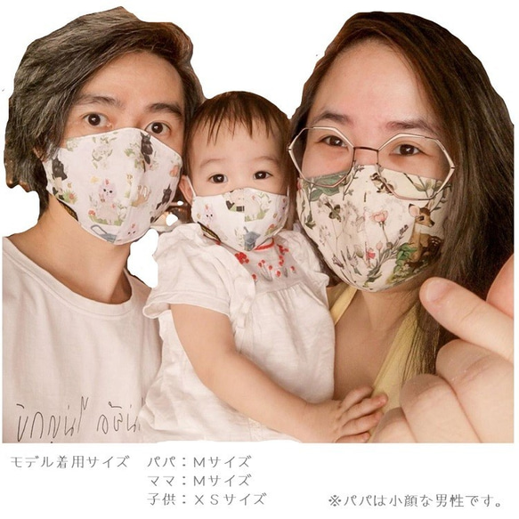 日本製コットン マスク 幼児～大人 布製 ハワイアン 衛生 大人 かわいい おしゃれ デイリー PM21 PM22 8枚目の画像