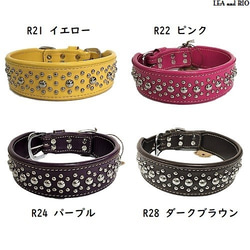 首輪 カラー スタッズ 金具 中型犬 レザー 革製 散歩 犬服 ドッグウェア R21 R22 R24 R28 1枚目の画像