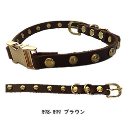 首輪 リード カラー 本革 レザー 編込み 革製  散歩 犬服 ドッグウェア R95 R96 R98 R99 R100 4枚目の画像