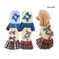 ワンピース コットン チェック ドックウェア 犬用 服 犬服 犬の服 P458 P459 P460 P461 1枚目の画像