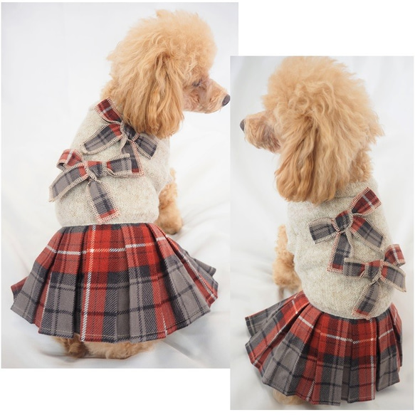 ワンピース コットン チェック ドックウェア 犬用 服 犬服 犬の服 P458 P459 P460 P461 6枚目の画像