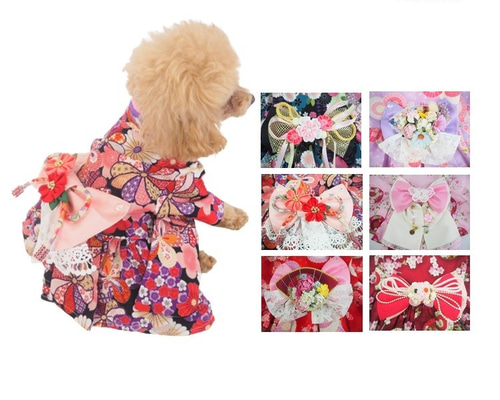 ワンピース 和柄 花柄 着物風 ドックウェア 犬用 服 犬服 犬の服