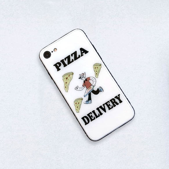 PIZZA  DELIVERY ガラススマホケース ＝送料無料= 1枚目の画像