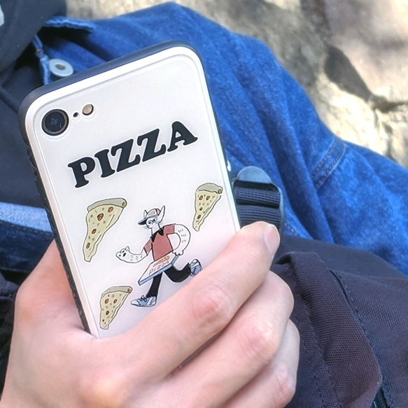 PIZZA  DELIVERY ガラススマホケース ＝送料無料= 2枚目の画像